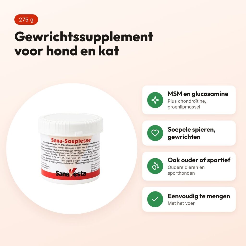 SanaVesta Sana-Souplesse 275 g – gewrichtssupplement hond en kat – voordelen