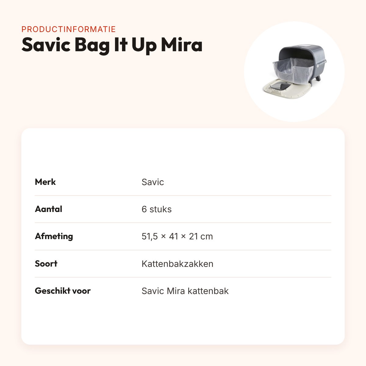 Savic Bag It Up kattenbakzakken voor Mira 51,5 x 41 x 21 cm – 6 stuks – productinformatie