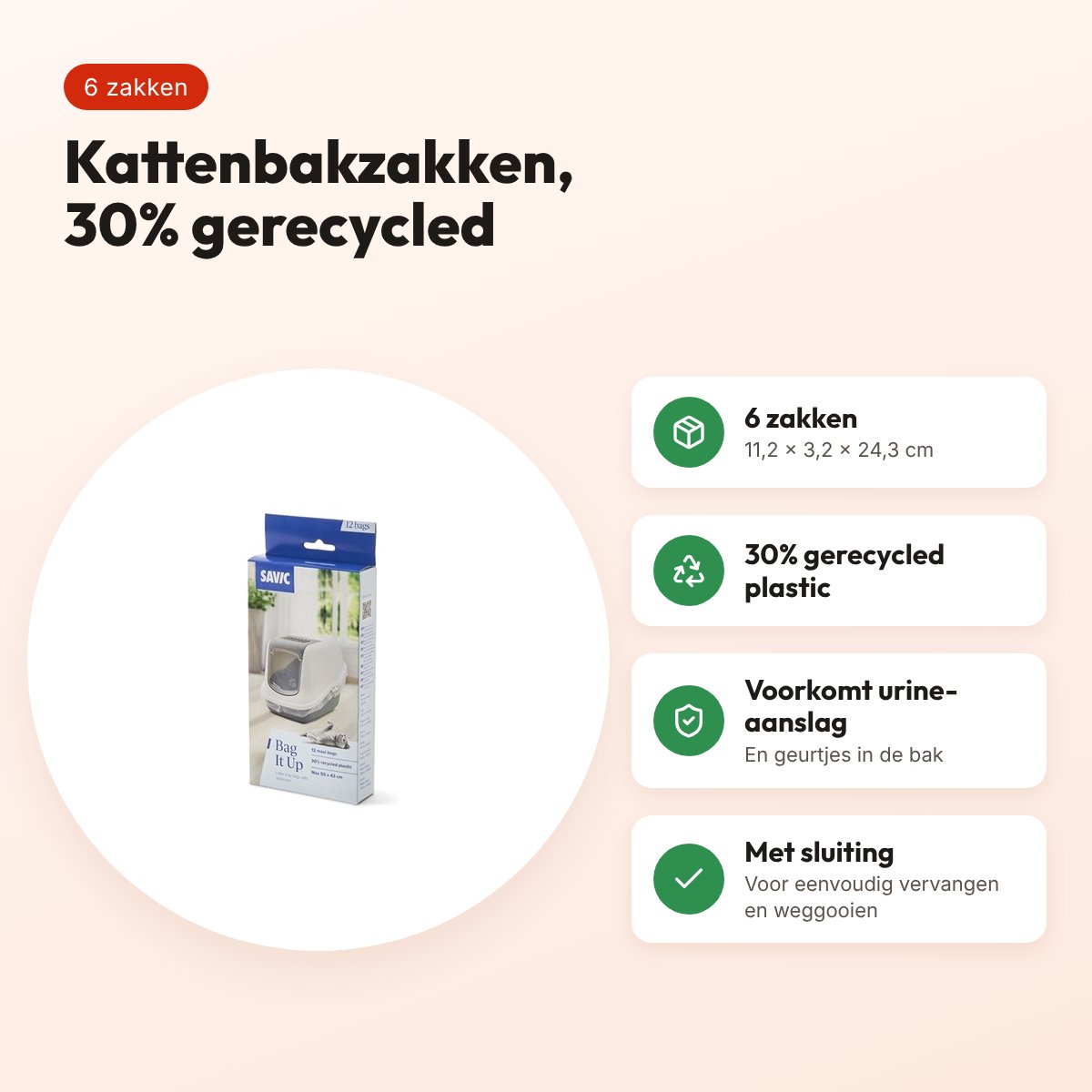Savic Bag It Up Maxi kattenbakzakken voor Nestor en Aseo – 6 stuks – voordelen