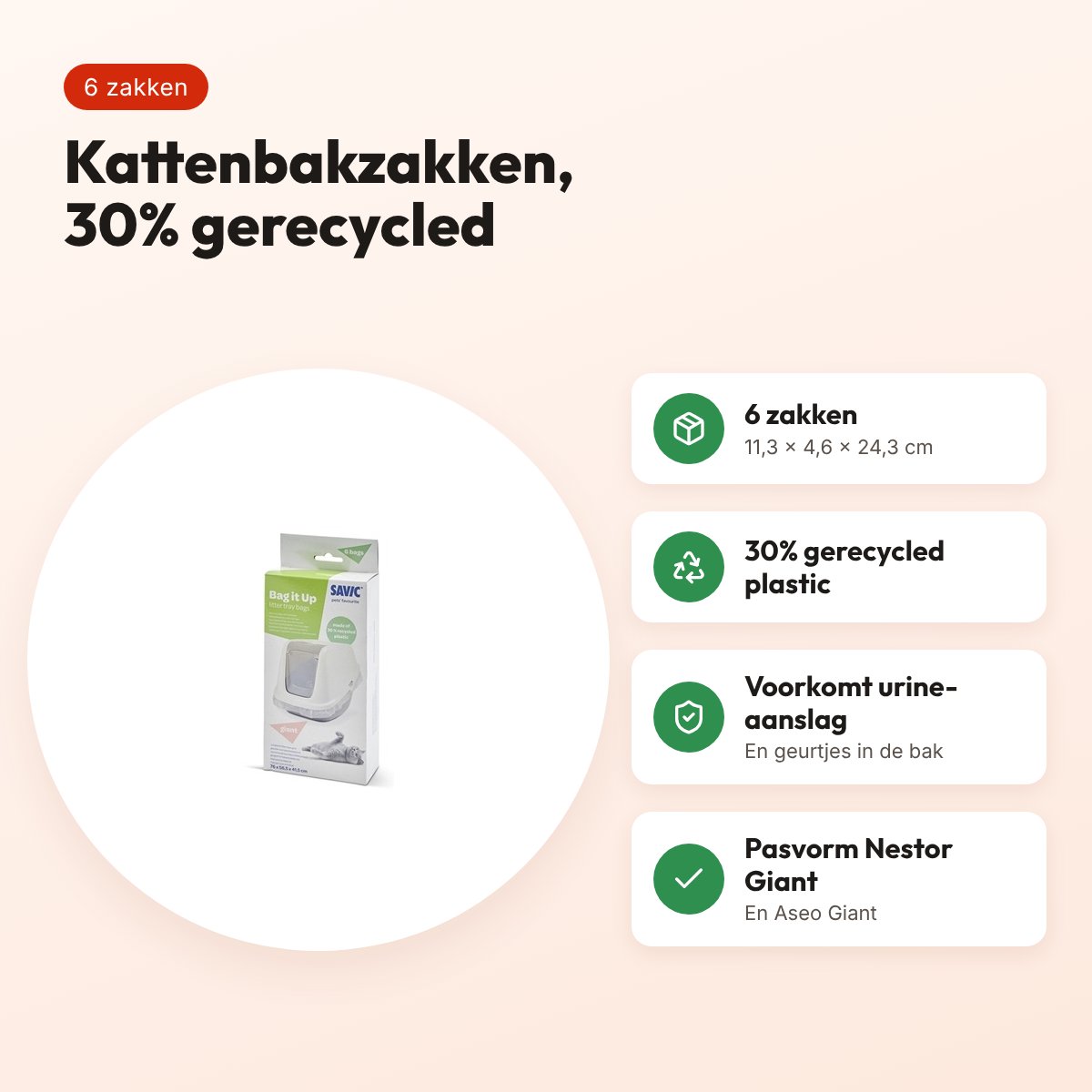 Savic Bag It Up Nestor Giant kattenbakzakken – 6 stuks – voordelen