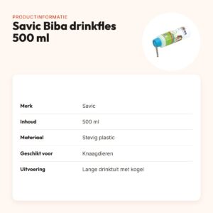 Savic Biba drinkfles knaagdieren 500 ml – lange tuit met kogel – productinformatie