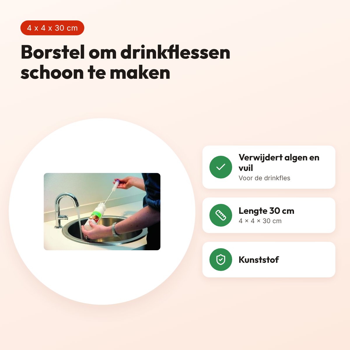 Savic Biba schoonmaakborstel voor drinkfles 4 x 4 x 30 cm – voordelen
