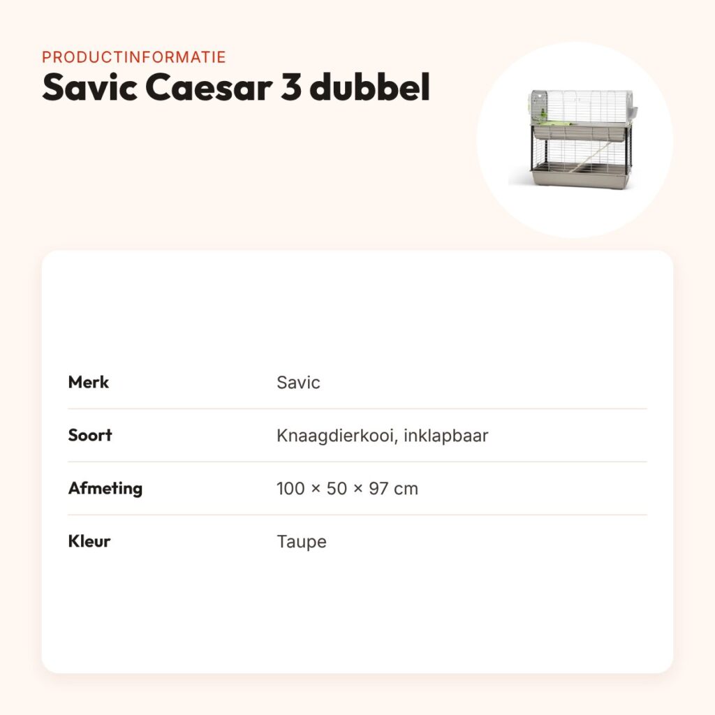 Savic Caesar 3 dubbele knaagdierkooi taupe 100 x 50 x 97 cm – inklapbaar – productinformatie