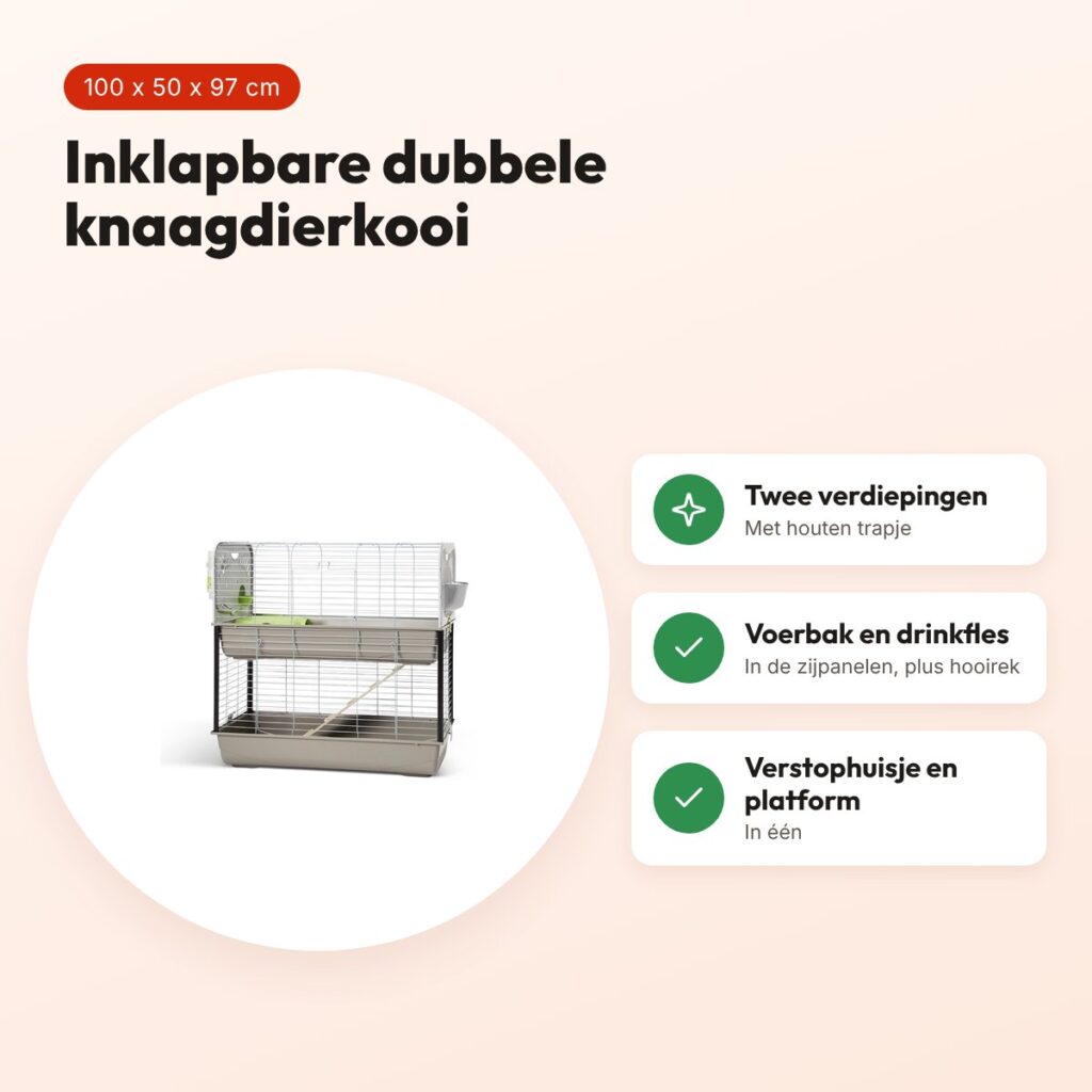 Savic Caesar 3 dubbele knaagdierkooi taupe 100 x 50 x 97 cm – inklapbaar – voordelen