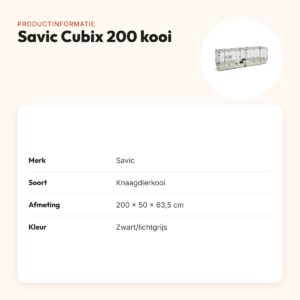 Savic Cubix 200 knaagdierkooi zwart/lichtgrijs 200 x 50 x 63,5 cm – productinformatie