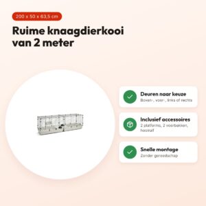 Savic Cubix 200 knaagdierkooi zwart/lichtgrijs 200 x 50 x 63,5 cm – voordelen