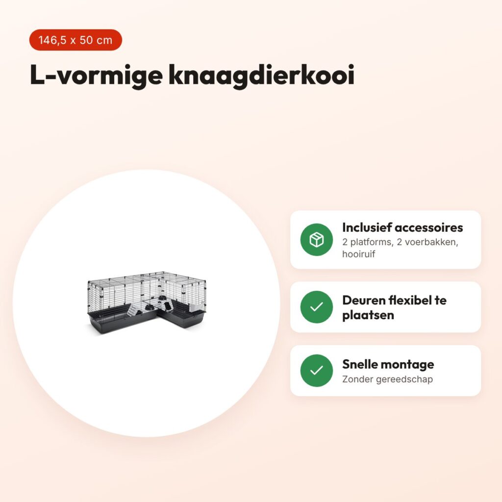 Savic Cubix Corner knaagdierkooi zwart 146,5/100 x 50 x 63,5 cm – L-vorm – voordelen