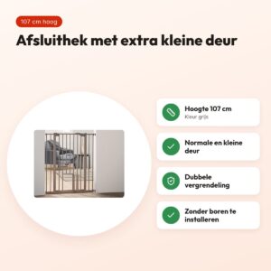 Savic Dog Barrier afsluithek grijs 107 cm – met kleine deur – voordelen