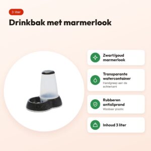 Savic drinkbak Loop Marble 3 liter – zwart/goud, antislip – voordelen