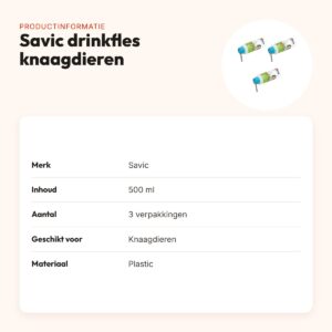 Savic drinkfles knaagdieren 500 ml met lange tuit – multipack 3 stuks – productinformatie