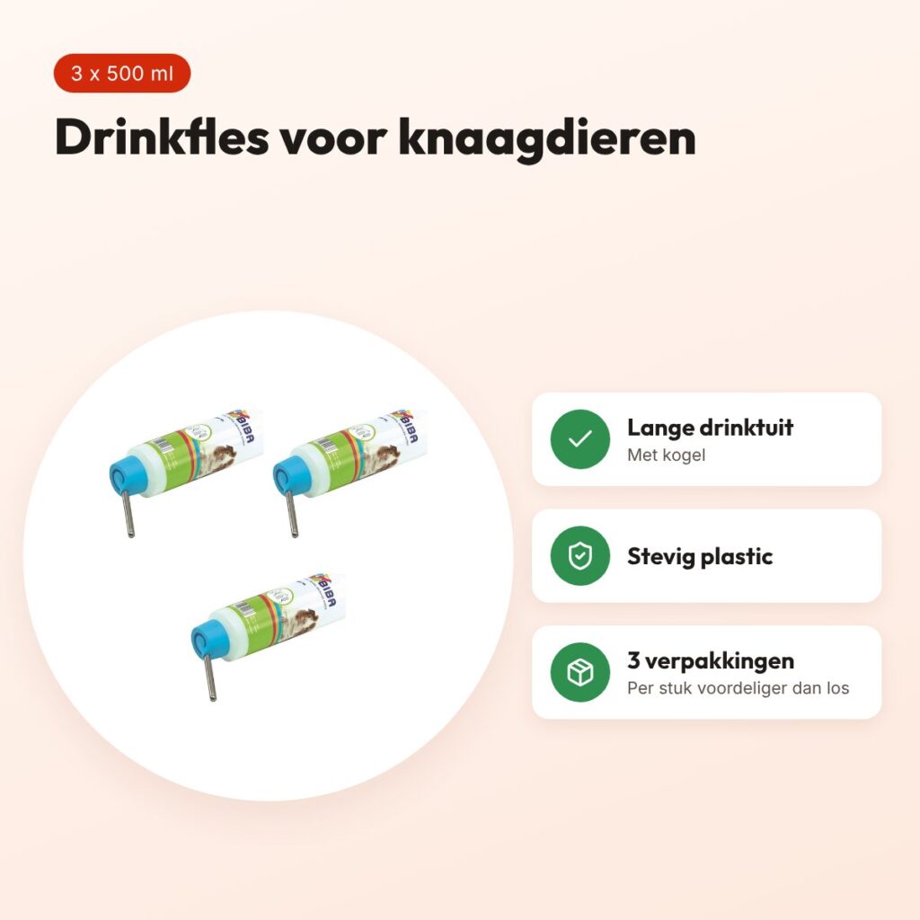 Savic drinkfles knaagdieren 500 ml met lange tuit – multipack 3 stuks – voordelen