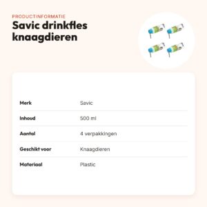 Savic drinkfles knaagdieren 500 ml met lange tuit – multipack 4 stuks – productinformatie