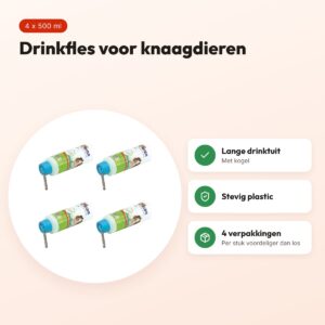 Savic drinkfles knaagdieren 500 ml met lange tuit – multipack 4 stuks – voordelen