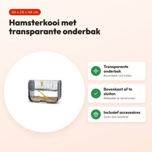 Savic hamsterkooi Geneva antraciet/zilver 60 x 29 x 44 cm – voordelen