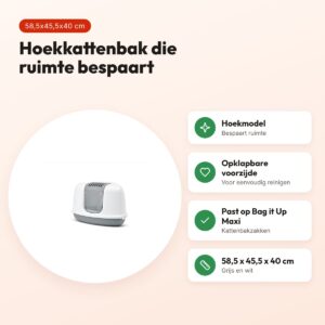 Savic hoekkattenbak Nestor Corner grijs/wit 58,5 x 45,5 x 40 cm – voordelen