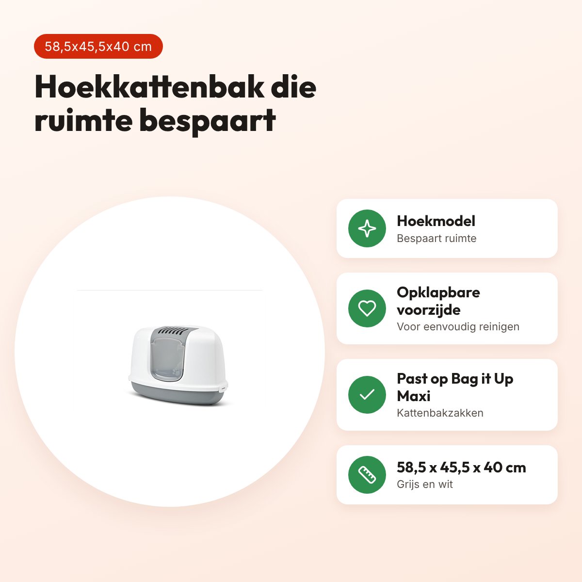 Savic hoekkattenbak Nestor Corner grijs/wit 58,5 x 45,5 x 40 cm – voordelen