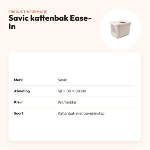 Savic kattenbak Ease-In wit/mokka 58 x 39 x 39 cm – boveninstap – productinformatie
