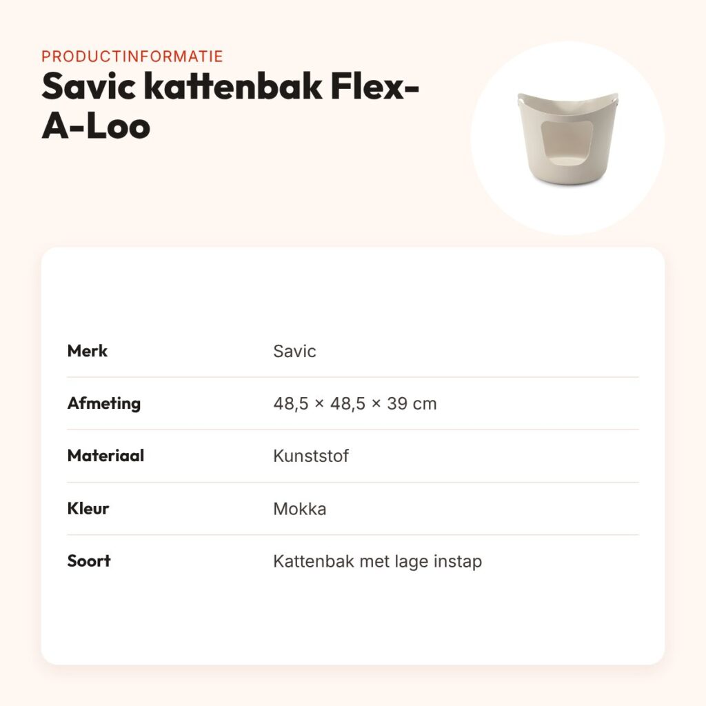 Savic kattenbak Flex-A-Loo mokka 48,5 x 48,5 x 39 cm – lage instap – productinformatie