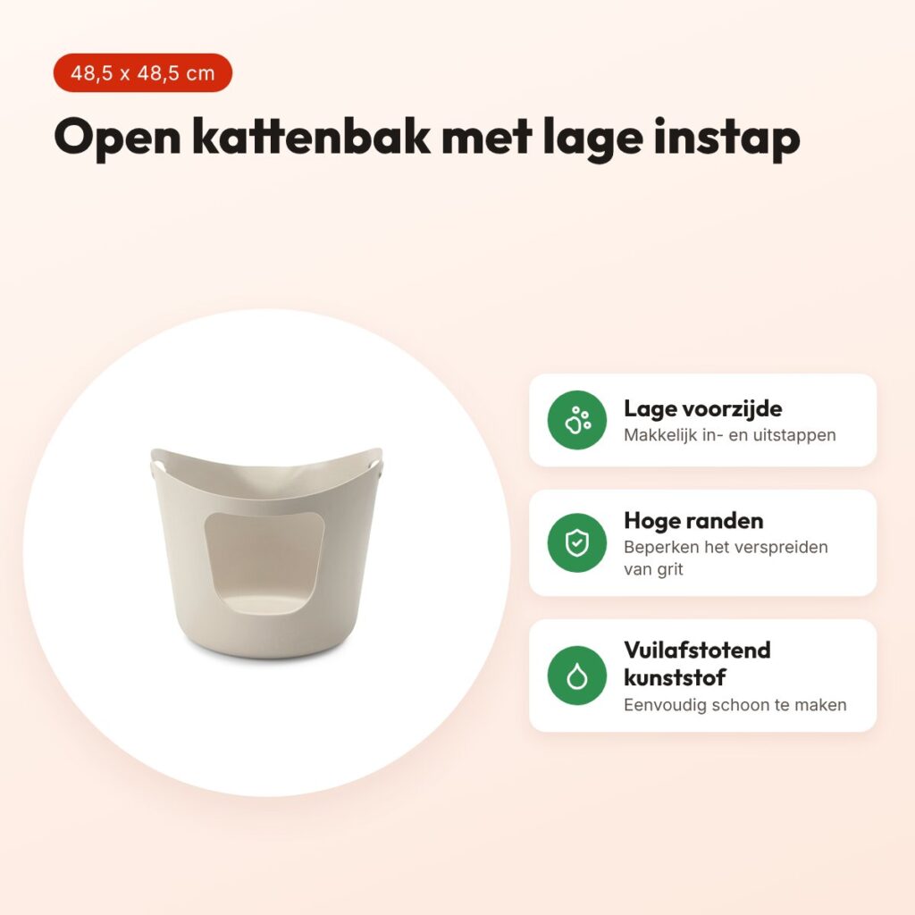 Savic kattenbak Flex-A-Loo mokka 48,5 x 48,5 x 39 cm – lage instap – voordelen
