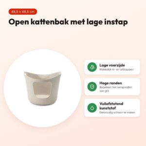 Savic kattenbak Flex-A-Loo mokka 48,5 x 48,5 x 39 cm – lage instap – voordelen