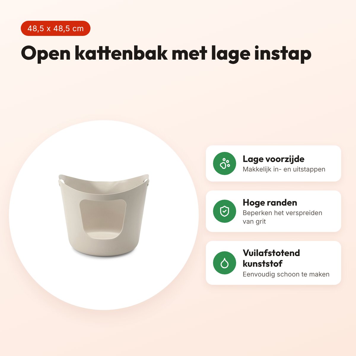 Savic kattenbak Flex-A-Loo mokka 48,5 x 48,5 x 39 cm – lage instap – voordelen