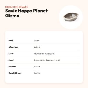 Savic kattenbak Happy Planet Gizmo mocca/warmgrijs 44 x 35,5 cm – met rand – productinformatie
