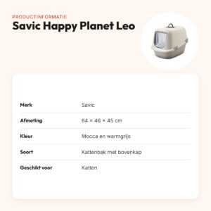 Savic kattenbak Happy Planet Leo mocca/warmgrijs 64 x 46 x 45 cm – productinformatie