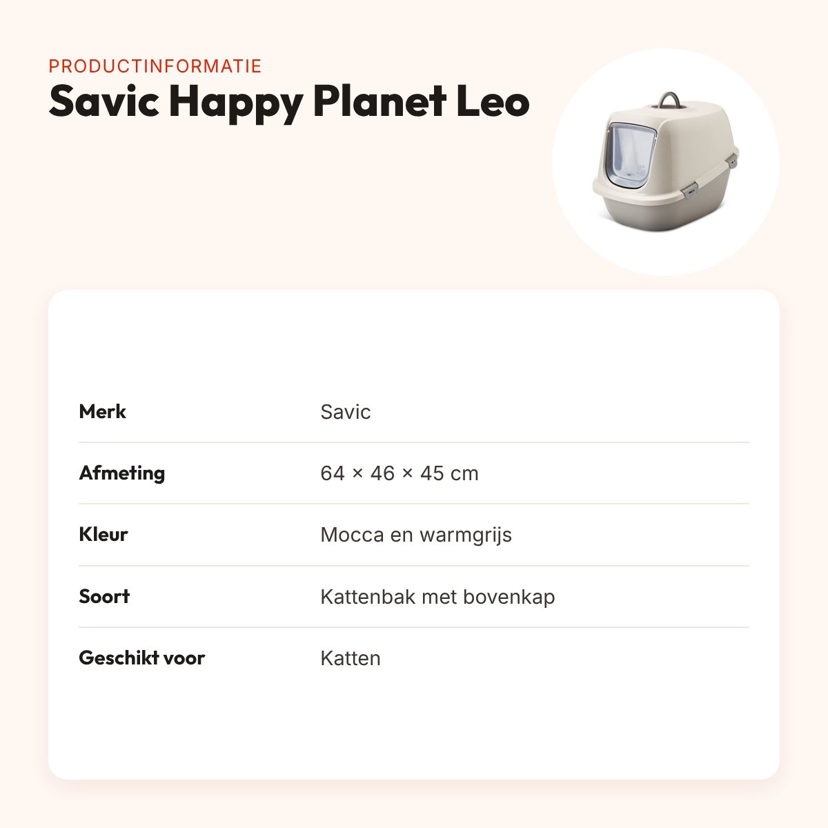 Savic kattenbak Happy Planet Leo mocca/warmgrijs 64 x 46 x 45 cm – productinformatie