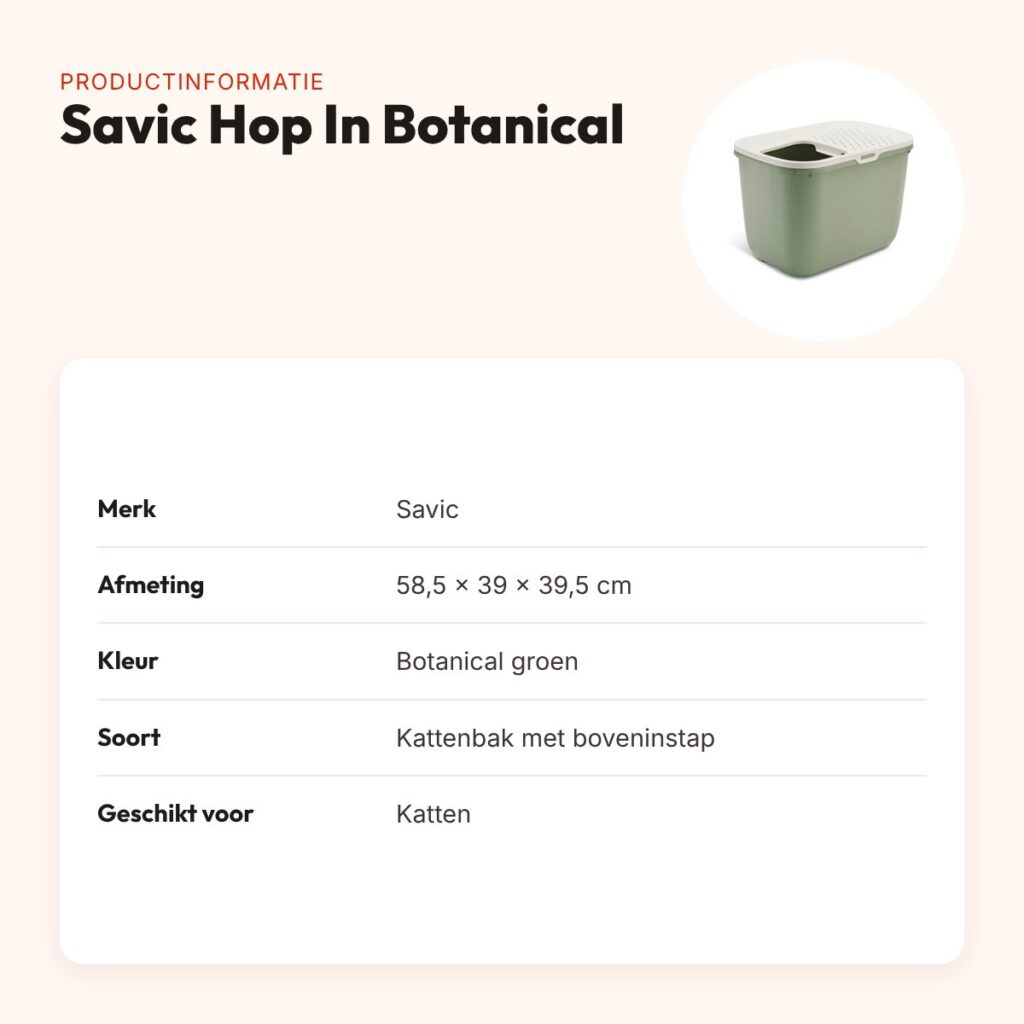 Savic kattenbak Hop In Botanical groen 58,5 x 39 x 39,5 cm – productinformatie