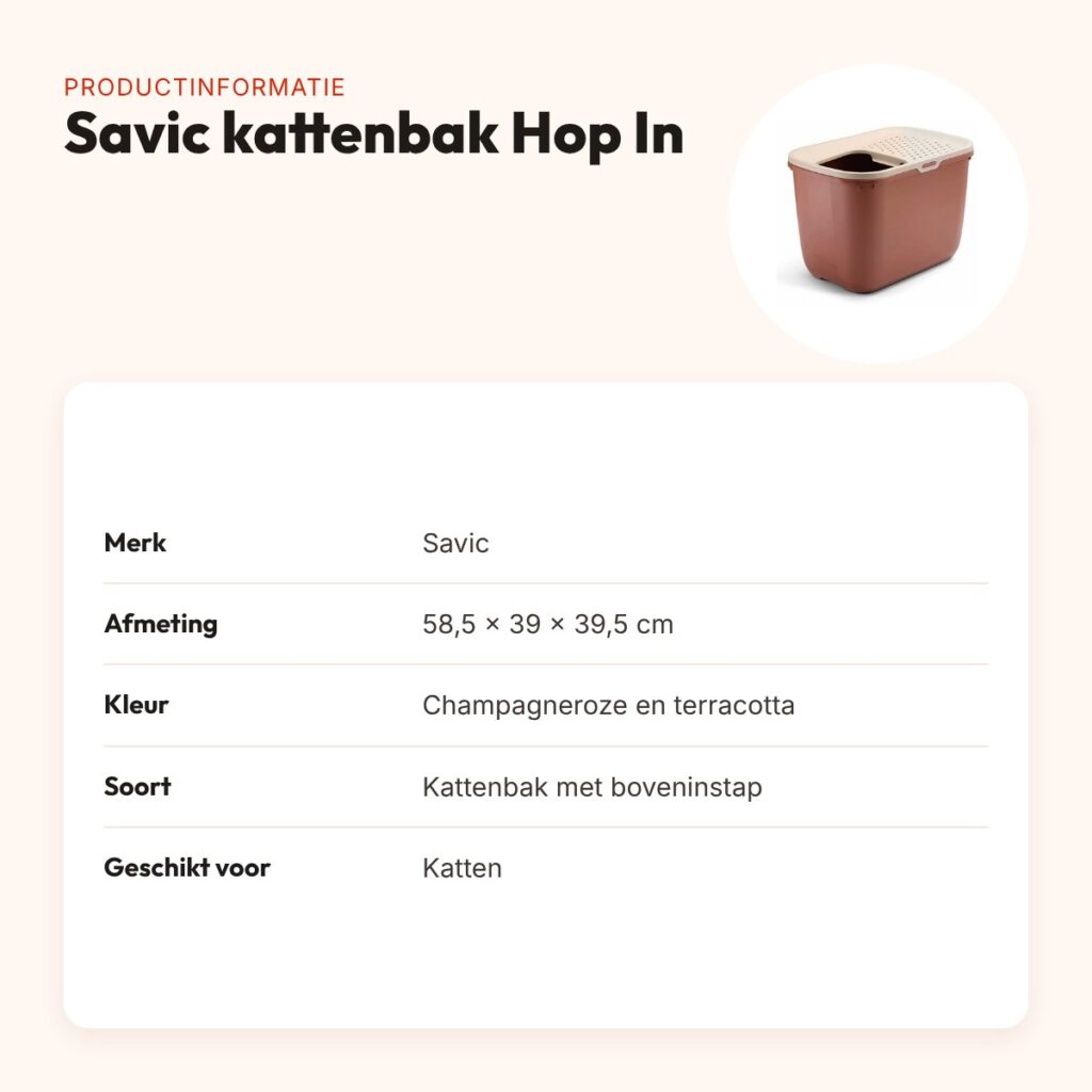 Savic kattenbak Hop In champagneroze/terracotta 58,5 x 39 x 39,5 cm – productinformatie
