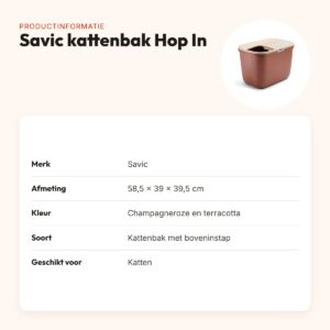 Savic kattenbak Hop In champagneroze/terracotta 58,5 x 39 x 39,5 cm – productinformatie