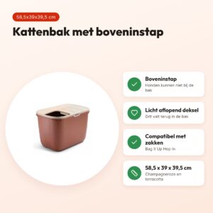 Savic kattenbak Hop In champagneroze/terracotta 58,5 x 39 x 39,5 cm – voordelen