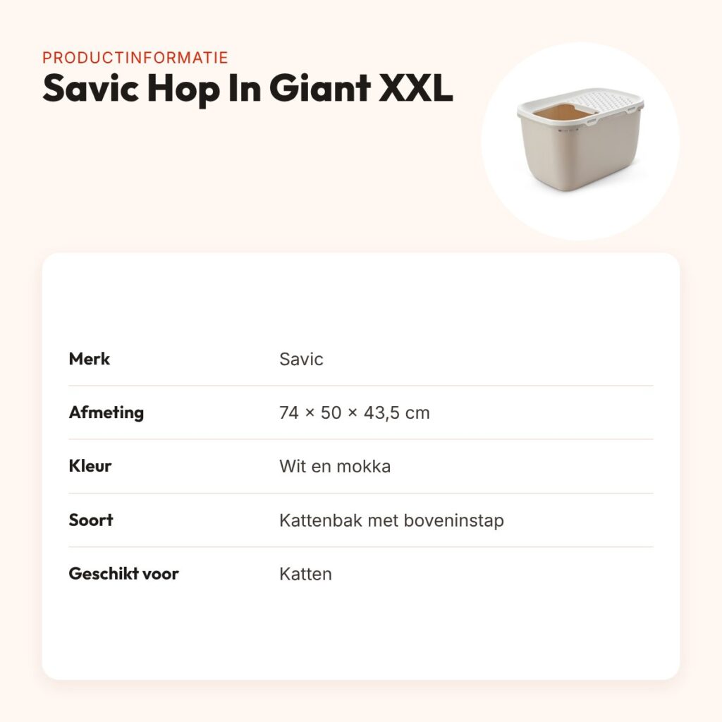 Savic kattenbak Hop In Giant XXL wit/mokka 74 x 50 x 43,5 cm – productinformatie