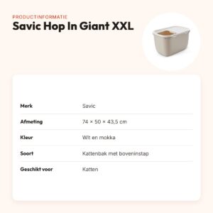 Savic kattenbak Hop In Giant XXL wit/mokka 74 x 50 x 43,5 cm – productinformatie