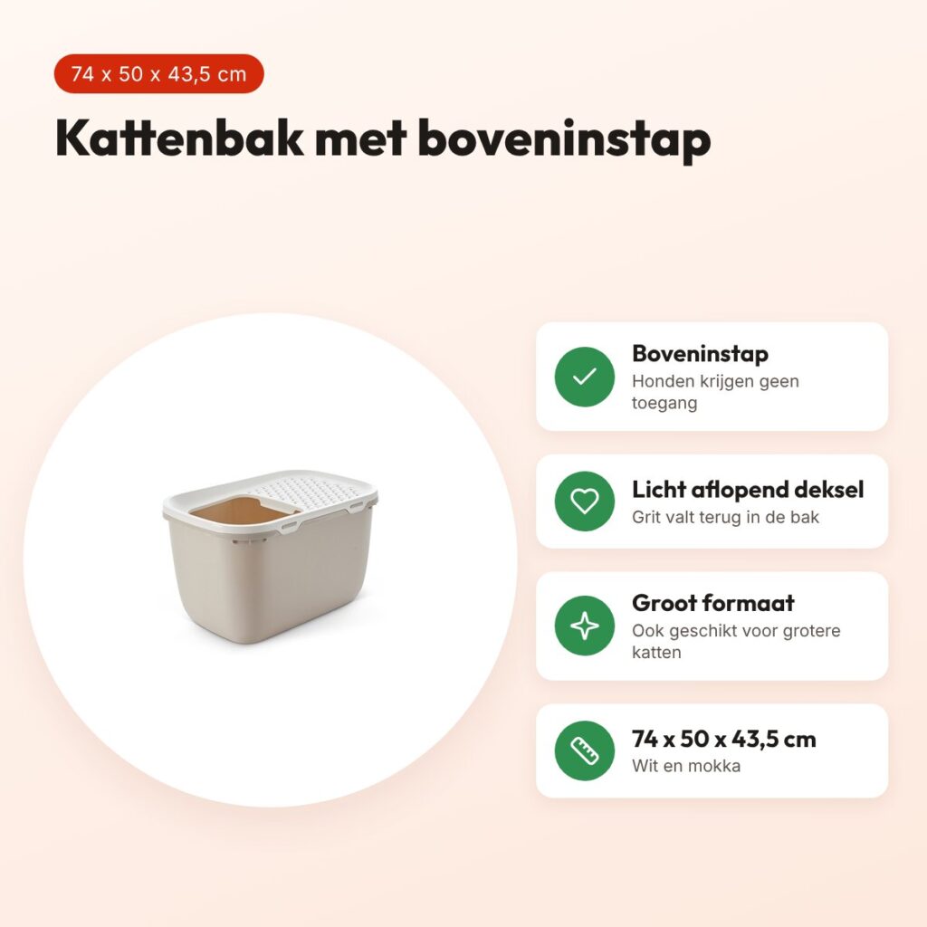 Savic kattenbak Hop In Giant XXL wit/mokka 74 x 50 x 43,5 cm – voordelen