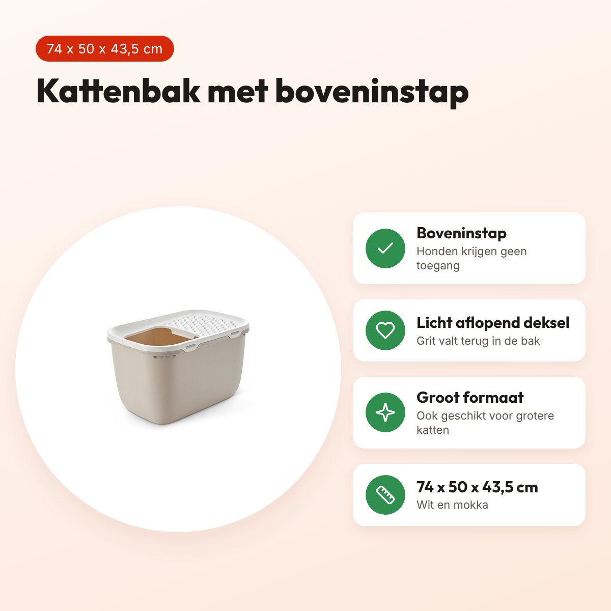 Savic kattenbak Hop In Giant XXL wit/mokka 74 x 50 x 43,5 cm – voordelen