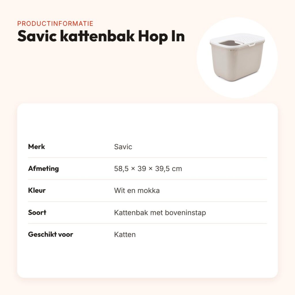 Savic kattenbak Hop In wit/mokka 58,5 x 39 x 39,5 cm – boveninstap – productinformatie