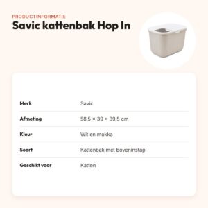 Savic kattenbak Hop In wit/mokka 58,5 x 39 x 39,5 cm – boveninstap – productinformatie