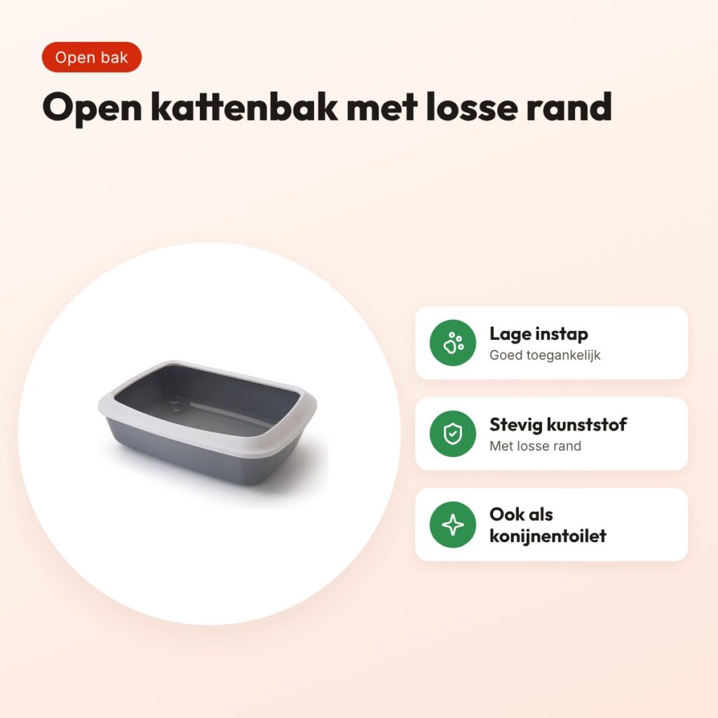 Savic kattenbak Iriz koudgrijs/wit 42 x 31 x 12,5 cm – met rand – voordelen