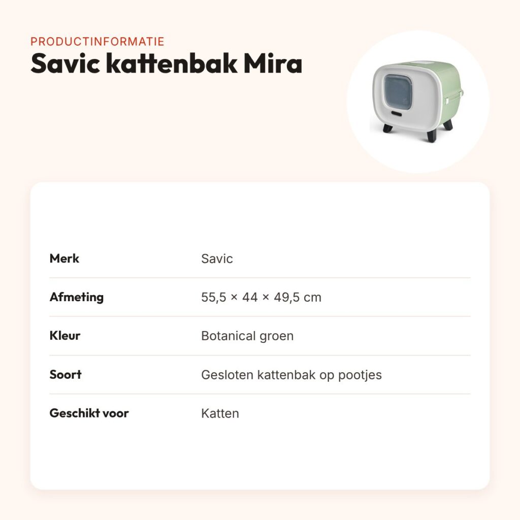 Savic kattenbak Mira Botanical groen 55,5 x 44 x 49,5 cm – op pootjes – productinformatie
