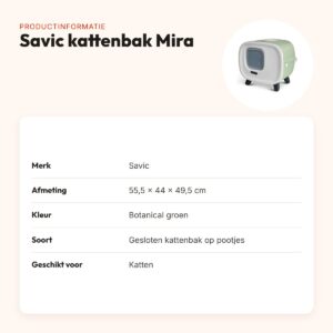 Savic kattenbak Mira Botanical groen 55,5 x 44 x 49,5 cm – op pootjes – productinformatie