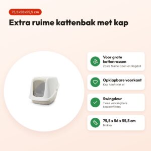 Savic kattenbak Nestor Giant mokka 75,5 x 56 x 55,5 cm – voordelen