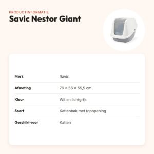 Savic kattenbak Nestor Giant wit/lichtgrijs 76 x 56 x 55,5 cm – productinformatie
