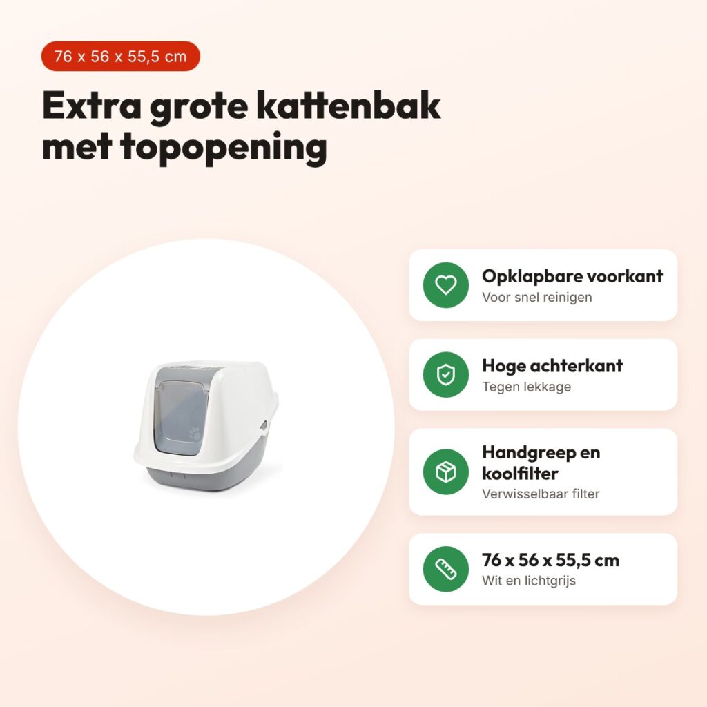 Savic kattenbak Nestor Giant wit/lichtgrijs 76 x 56 x 55,5 cm – voordelen
