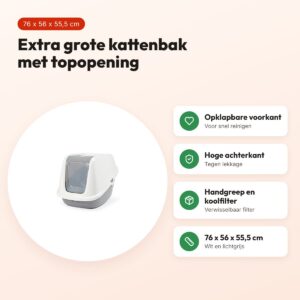 Savic kattenbak Nestor Giant wit/lichtgrijs 76 x 56 x 55,5 cm – voordelen