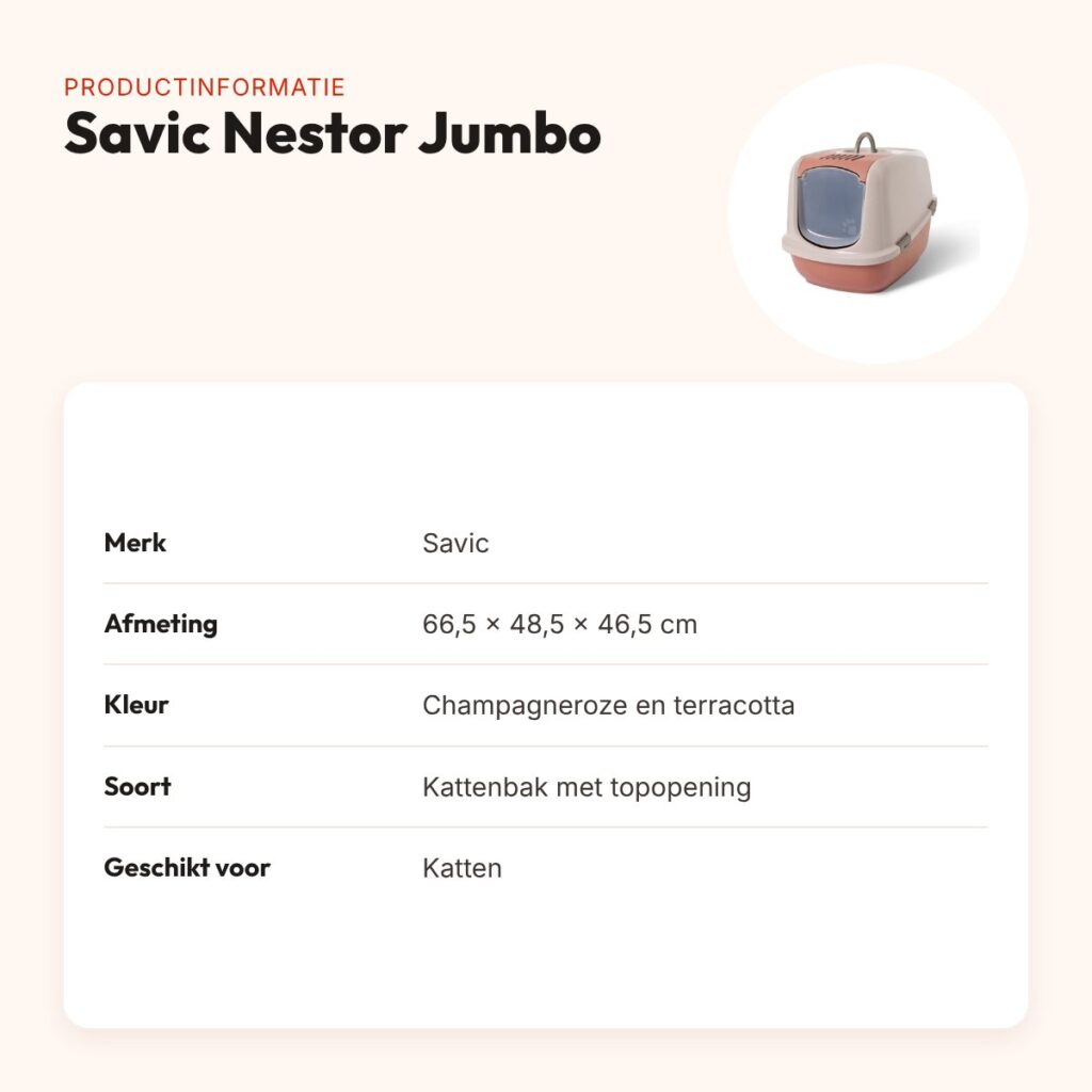 Savic kattenbak Nestor Jumbo champagneroze/terracotta 66,5 x 48,5 cm – productinformatie
