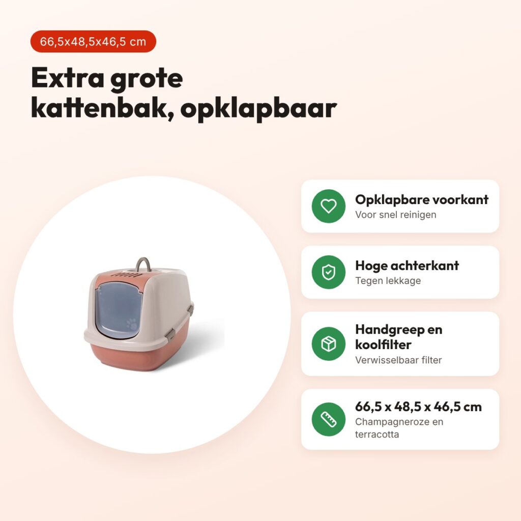 Savic kattenbak Nestor Jumbo champagneroze/terracotta 66,5 x 48,5 cm – voordelen