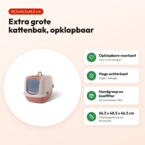Savic kattenbak Nestor Jumbo champagneroze/terracotta 66,5 x 48,5 cm – voordelen
