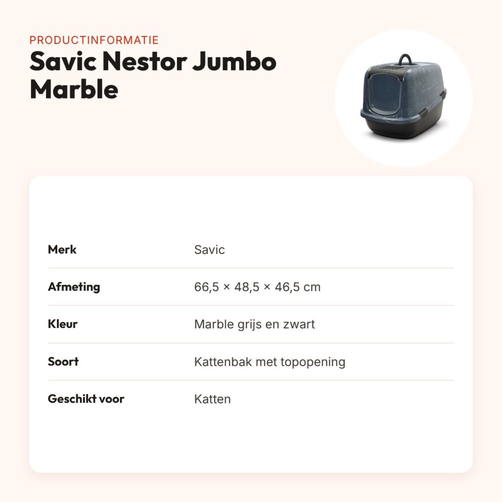 Savic kattenbak Nestor Jumbo Marble grijs/zwart 66,5 x 48,5 cm – productinformatie