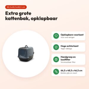Savic kattenbak Nestor Jumbo Marble grijs/zwart 66,5 x 48,5 cm – voordelen